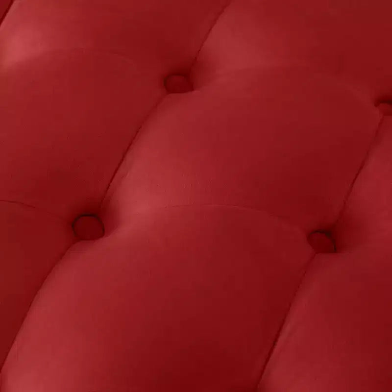 Chaise Longue Vintage in Velluto con Schienale Trapuntato e Bordi con Borchie
