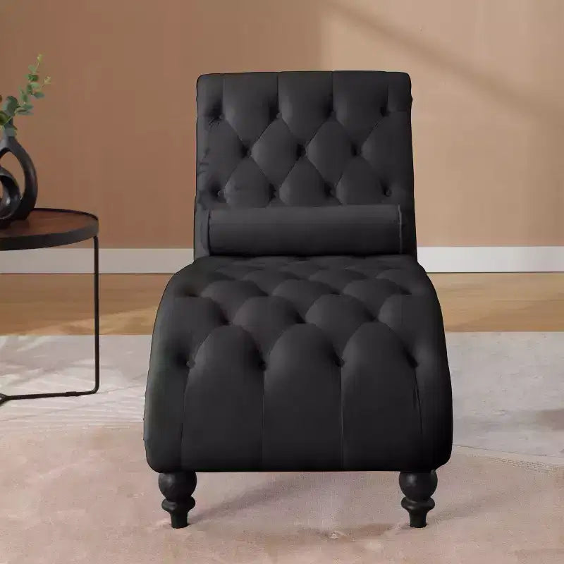 Chaise Longue Vintage in Velluto con Schienale Trapuntato e Bordi con Borchie