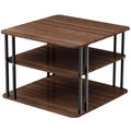 GOLDFAN 3-Tier Square Coffee Table with Storage Modern Living Room Deep Oak/Black