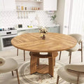 47 Round Dining Table for 4-6, Modern Wood Table with Storage Shelf & Adjustable Feet, for Dining Room, Living Room, Apartment