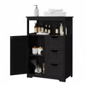 Dcolora Bathroom Floor Cabinet with 3 Drawers & Door, Adjustable Shelf, 35.5 Black