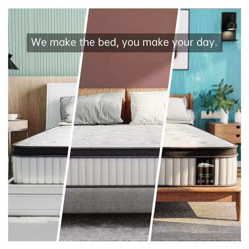 Materasso ibrido Serweet 10 a molle e memory foam - Compatibile con base letto a piattaforma, a molle o a doghe