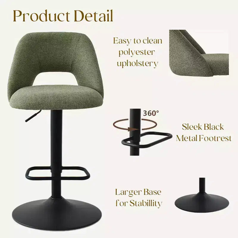 Set di 2 sgabelli da bar girevoli con schienale, sgabelli da bancone regolabili in altezza da 60,96 a 81,28 cm con seduta imbottita per isola cucina - Panipeachy