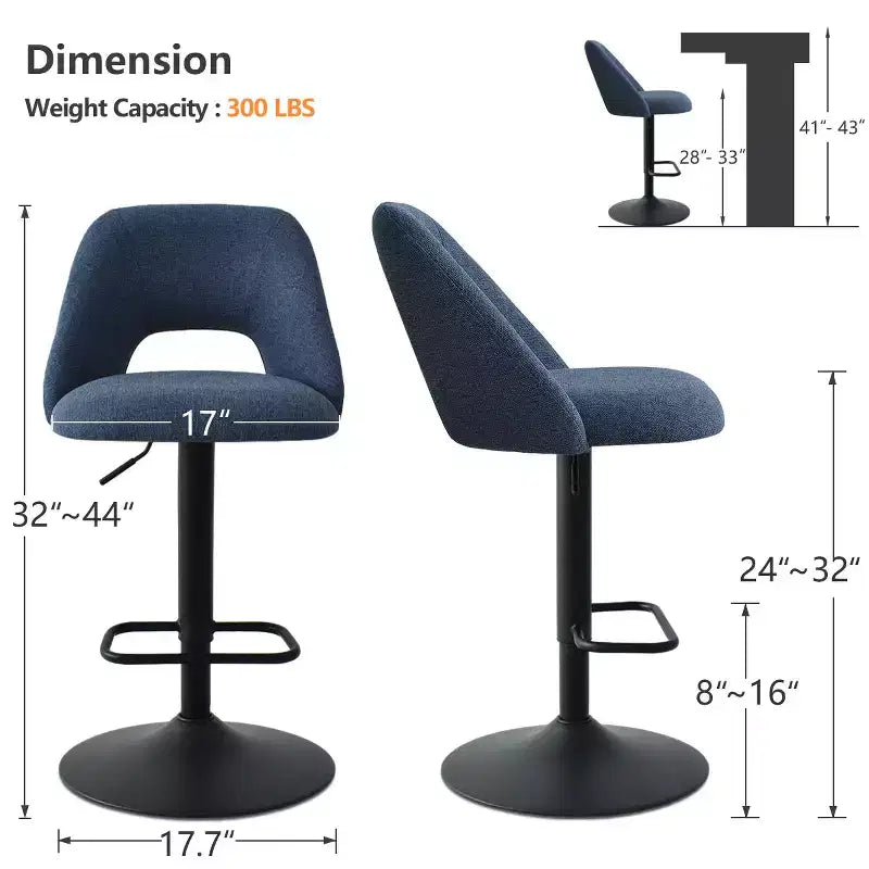 Set di 2 sgabelli da bar girevoli con schienale, sgabelli da bancone regolabili in altezza da 60,96 a 81,28 cm con seduta imbottita per isola cucina - Panipeachy