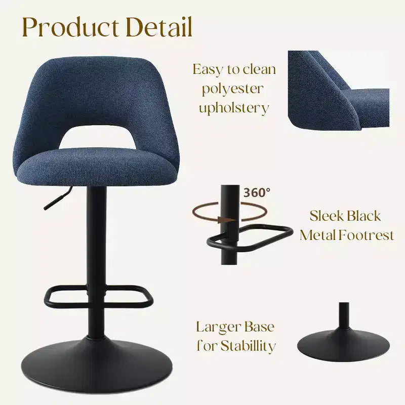Set di 2 sgabelli da bar girevoli con schienale, sgabelli da bancone regolabili in altezza da 60,96 a 81,28 cm con seduta imbottita per isola cucina - Panipeachy