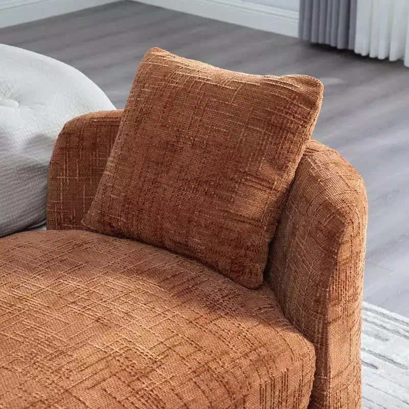 GDFStudio Agnes Modern 77 Chaise longue in ciniglia con struttura in legno di gomma e 2 cuscini a rullo