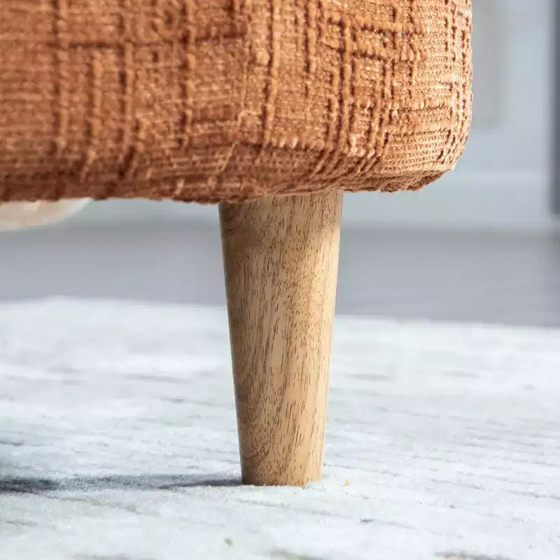 GDFStudio Agnes Modern 77 Chaise longue in ciniglia con struttura in legno di gomma e 2 cuscini a rullo