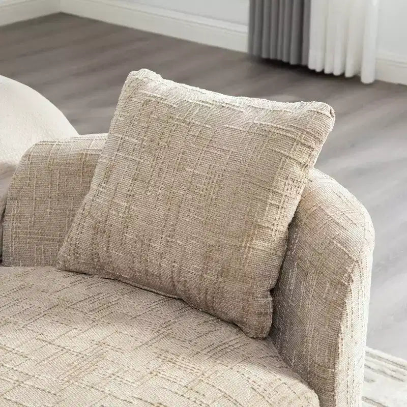 GDFStudio Agnes Modern 77 Chaise longue in ciniglia con struttura in legno di gomma e 2 cuscini a rullo