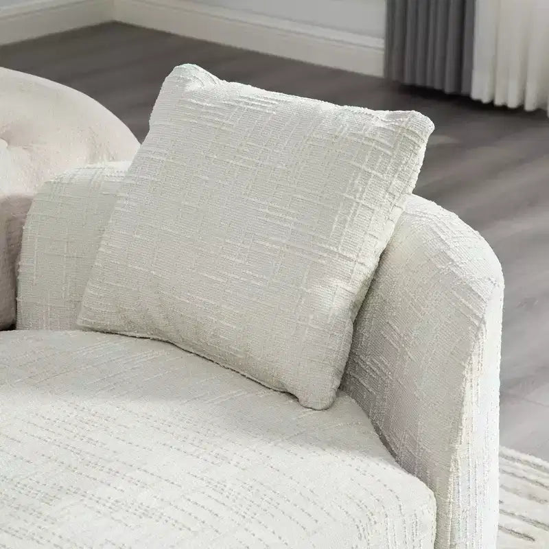 GDFStudio Agnes Modern 77 Chaise longue in ciniglia con struttura in legno di gomma e 2 cuscini a rullo
