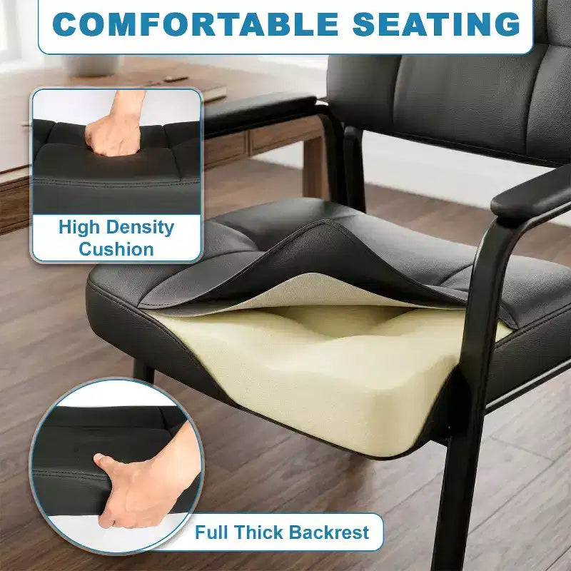 Sedia Ospiti in Pelle BestMassage, Capacità 113 kg, Sedia da Reception Facile da Pulire per Ufficio, Sala d'Attesa e Casa