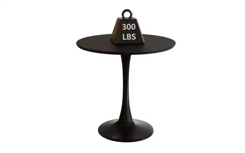 Marchio di giocattoli divertenti Black Round Table, Tavolo da pranzo moderno, Tavolo da cucina rotondo Tulip con piano in MDF e base in acciaio, Tavolino da caffè di metà secolo