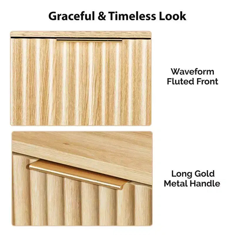 Karl Home Comodino da 48 cm con venature rovere, truciolato e MDF, melaminico e termoformato, 1 cassetto, gambe alte (2 pezzi)