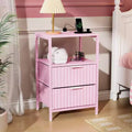 Karl Home 15 Inches Wide Nightstand - 2 Drawers, 1 Shelf, US Power Outlet