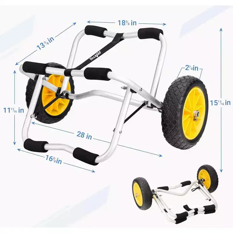Carrello per kayak a forma di U in alluminio, portata 90 kg, carrello per trasporto kayak