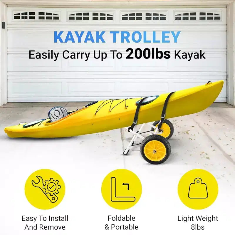 Carrello per kayak a forma di U in alluminio, portata 90 kg, carrello per trasporto kayak