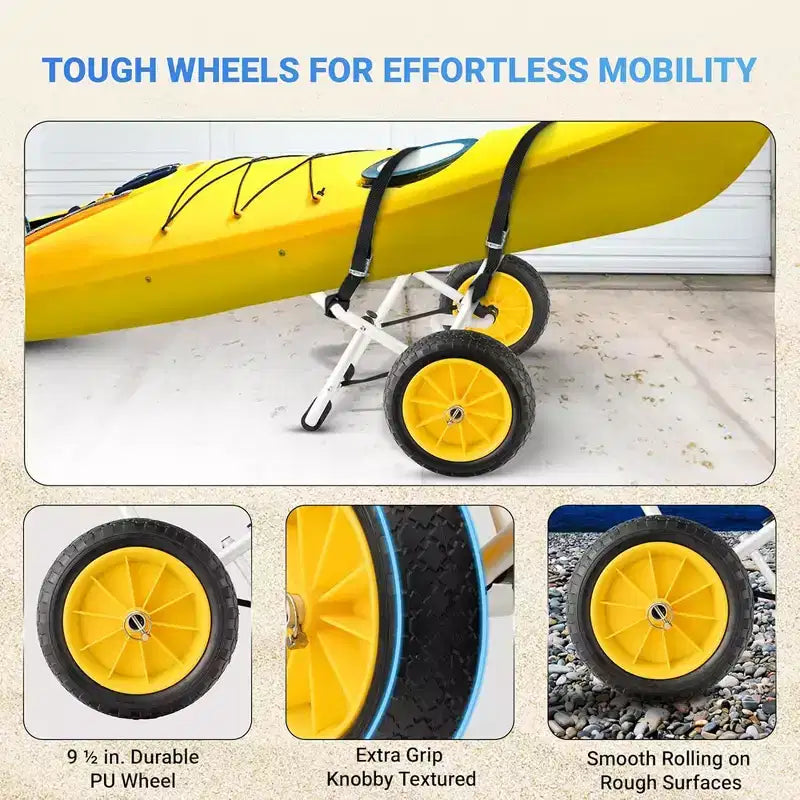 Carrello per kayak a forma di U in alluminio, portata 90 kg, carrello per trasporto kayak