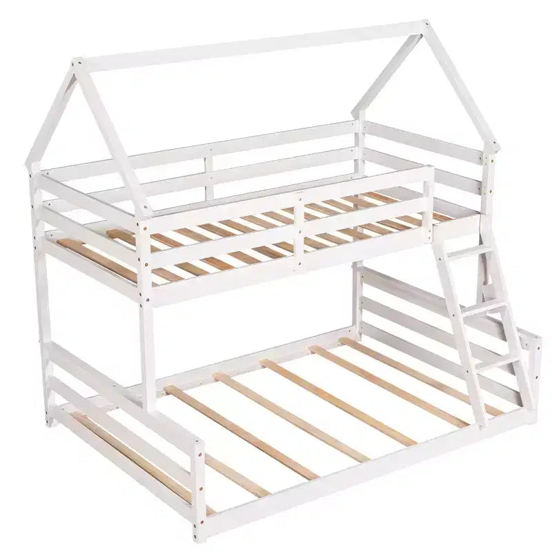 Letto in legno singolo FAMYYT con scaletta integrata, facile da montare