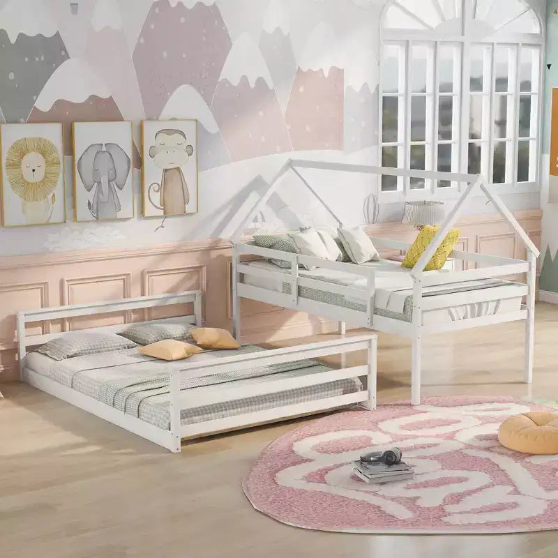 Letto in legno singolo FAMYYT con scaletta integrata, facile da montare