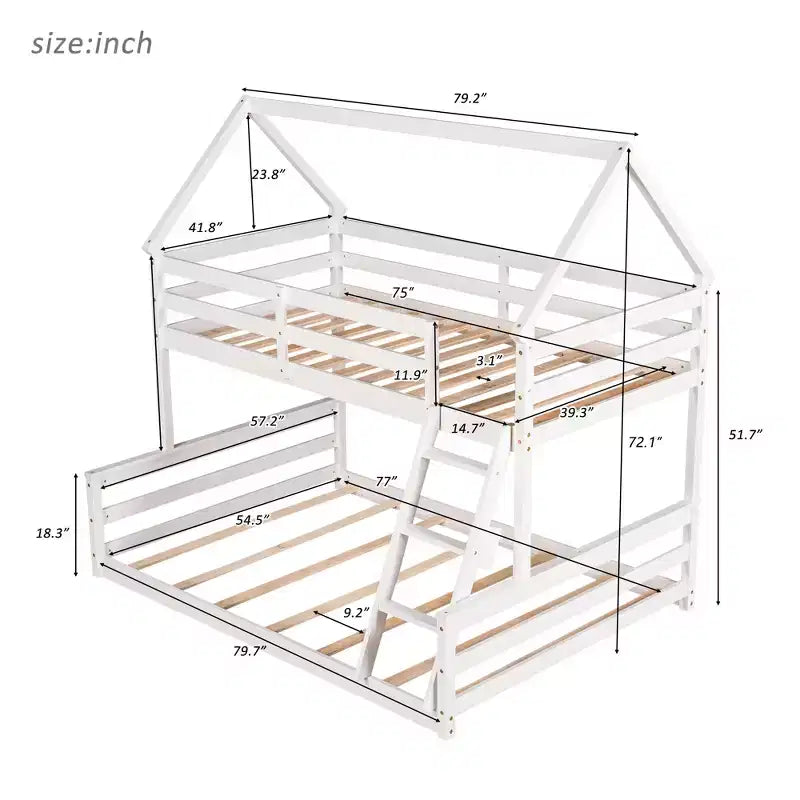 Letto in legno singolo FAMYYT con scaletta integrata, facile da montare