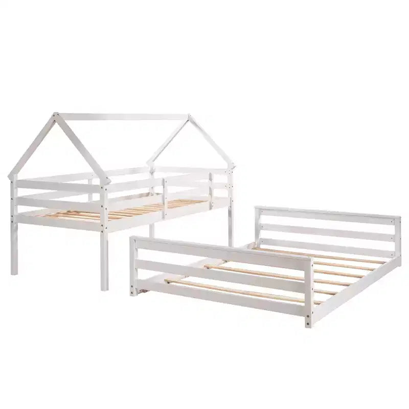 Letto in legno singolo FAMYYT con scaletta integrata, facile da montare
