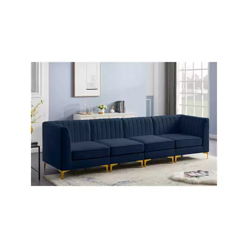 Divano modulare Meridian Furniture Alina in velluto blu marino