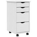vidaXL Rolling Cabinet White Solid pine wood, engineered wood, plastic
