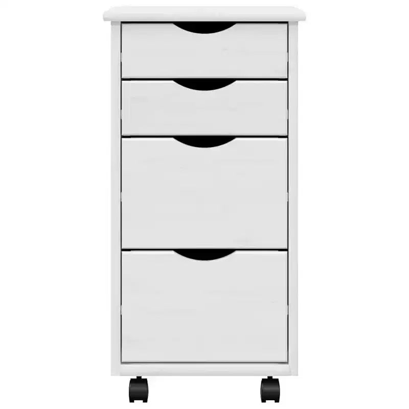 vidaXL Armadietto con rotelle Bianco Legno massello di pino, legno multistrato, plastica