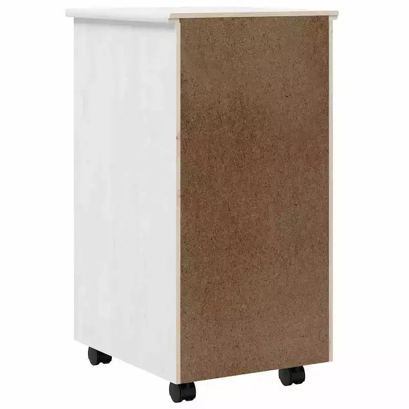 vidaXL Armadietto con rotelle Bianco Legno massello di pino, legno multistrato, plastica