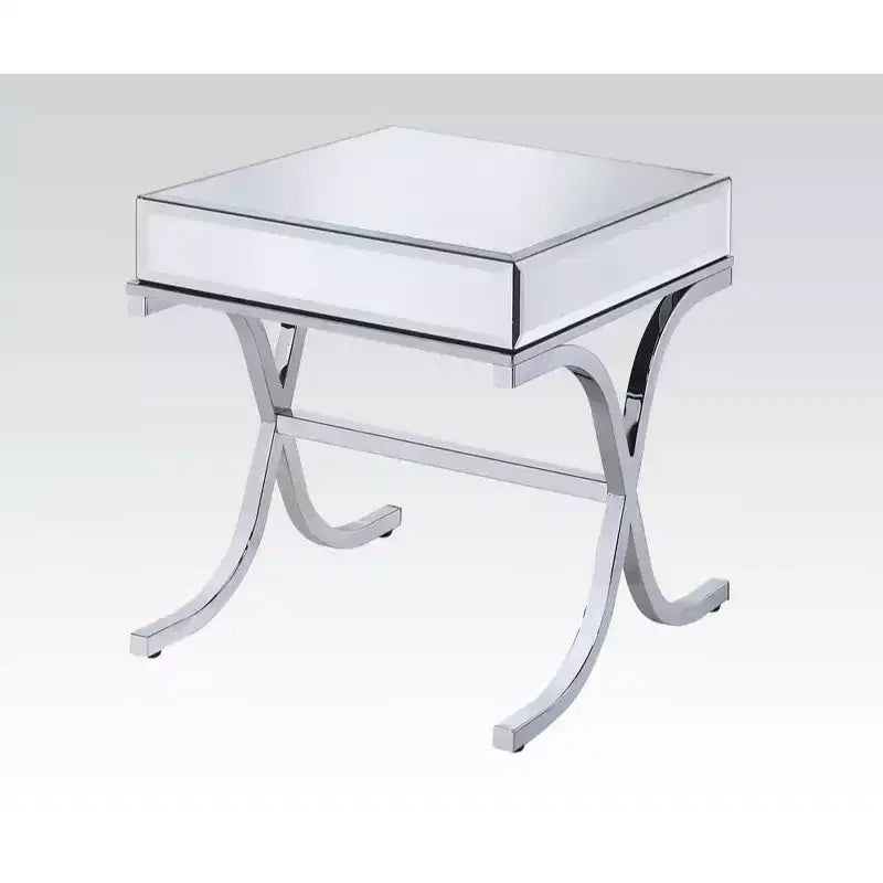 HomeRoots Tavolino con Specchio Quadrato 22 Argento e Vetro Trasparente