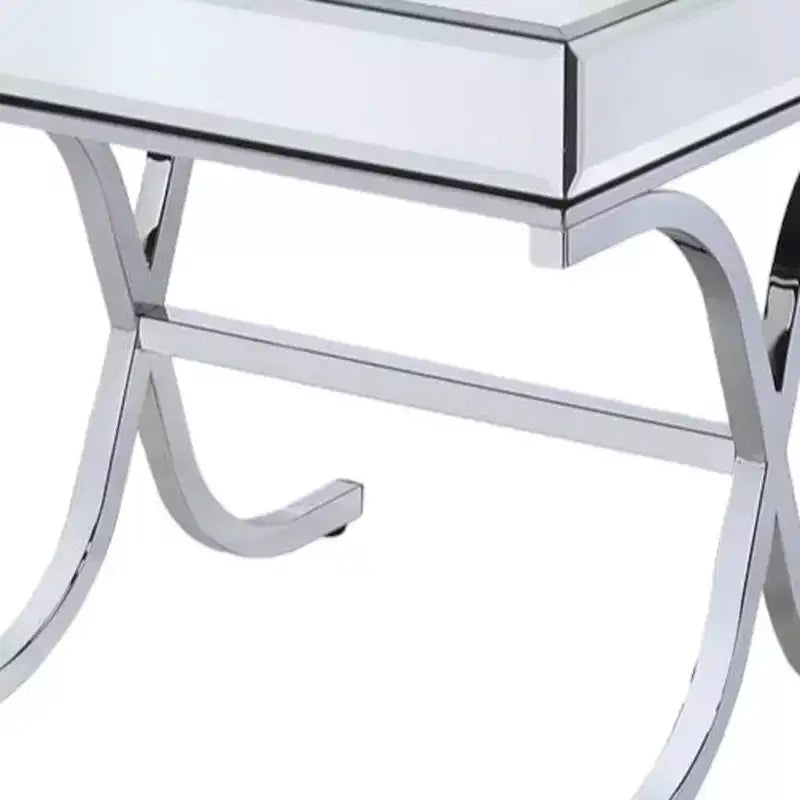 HomeRoots Tavolino con Specchio Quadrato 22 Argento e Vetro Trasparente