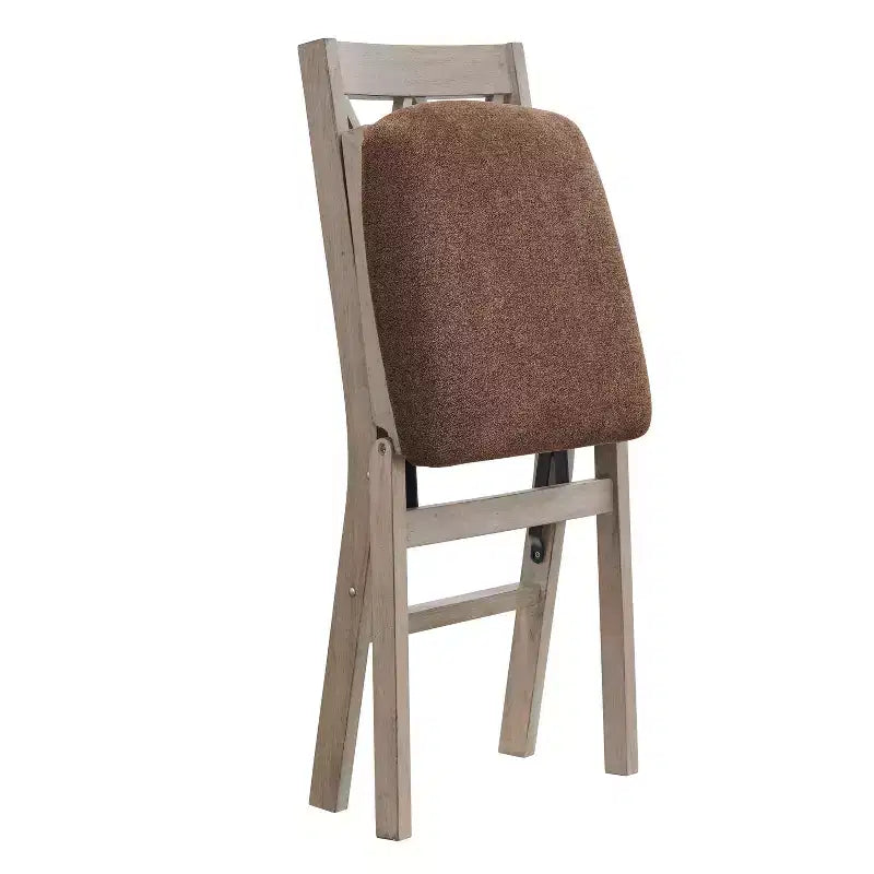 Stakmore Set di 2 sedie pieghevoli con finitura Driftwood, imbottite, completamente assemblate, con struttura in legno massiccio