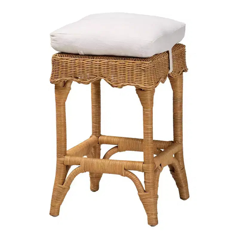 bali & pari Sgabello da bancone in rattan conchiglia Honey/White