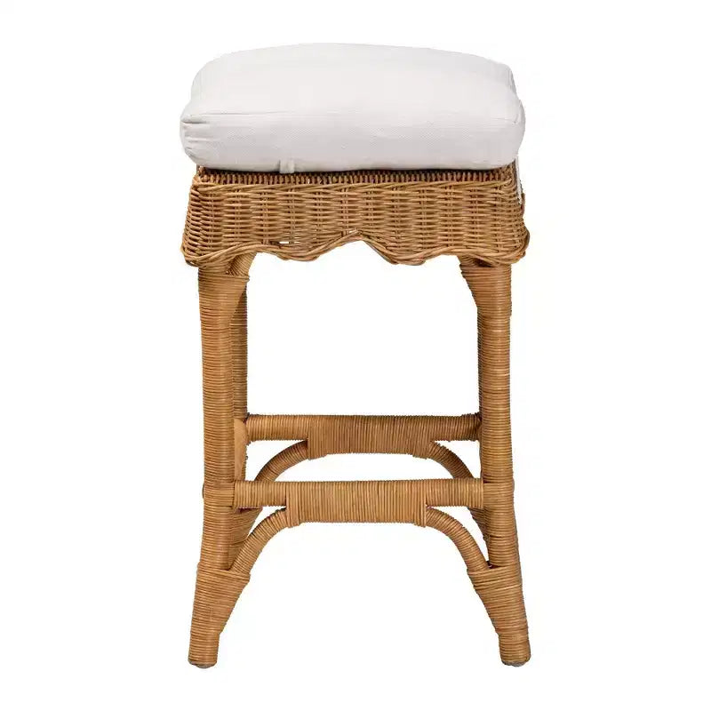 bali & pari Sgabello da bancone in rattan conchiglia Honey/White