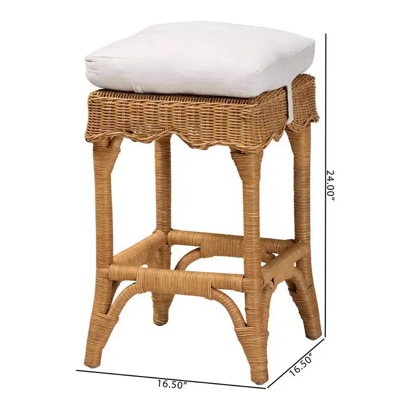 bali & pari Sgabello da bancone in rattan conchiglia Honey/White