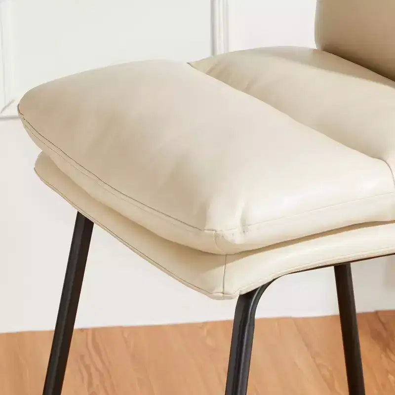 Set di 2 Moderni Sgabelli da Bar in Similpelle Spessa con Gambe in Metallo Panna/Bianco - Glitzhome: Imbottiti, Base a Slitta, Poggiapiedi