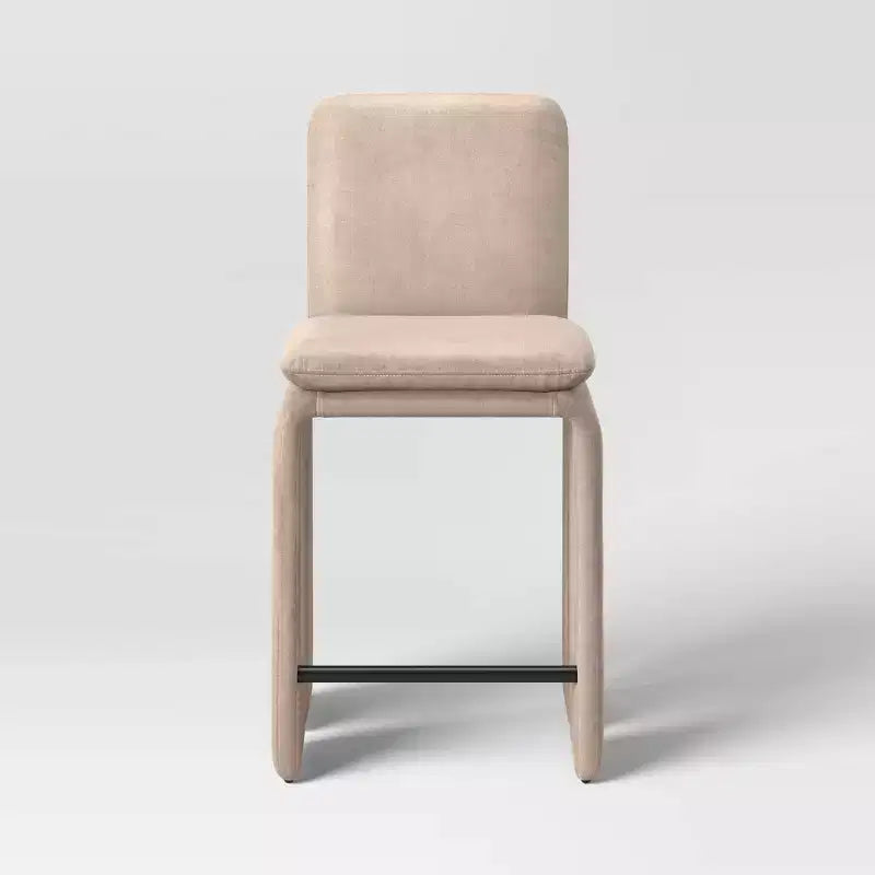 Sgabello da bar scultoreo Safflower da 25,5" altezza bancone con poggiapiedi, marrone chiaro - Threshold™