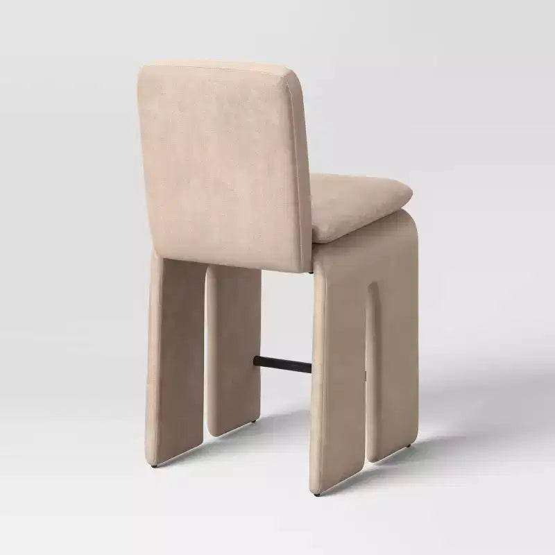 Sgabello da bar scultoreo Safflower da 25,5" altezza bancone con poggiapiedi, marrone chiaro - Threshold™