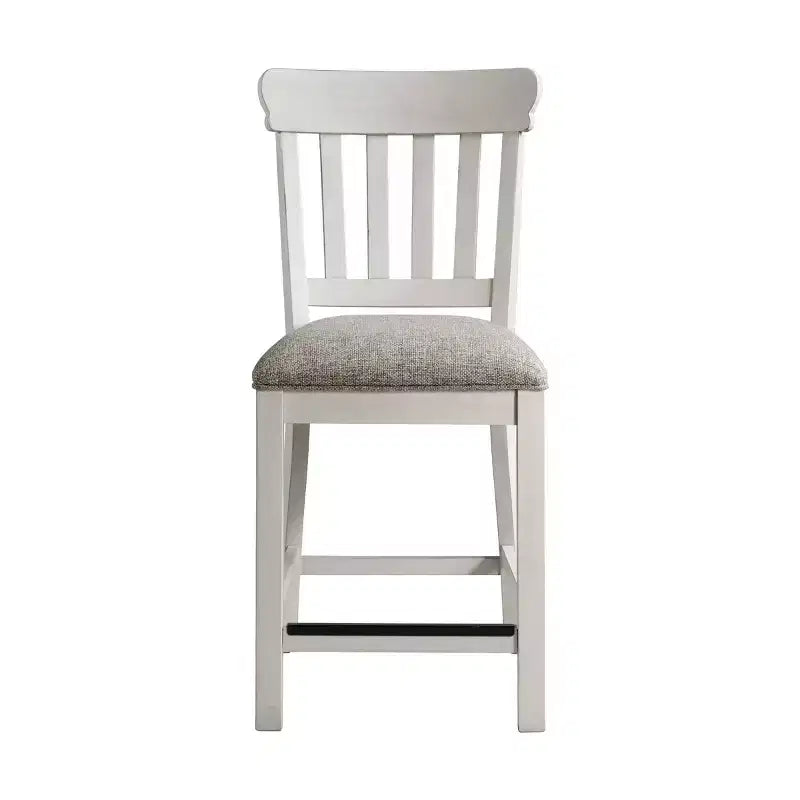 Set di 2 sgabelli da bar Drake Slat Back Cushion Seat, altezza bancone, 61 cm, bianco rustico/rovere francese - Intercon