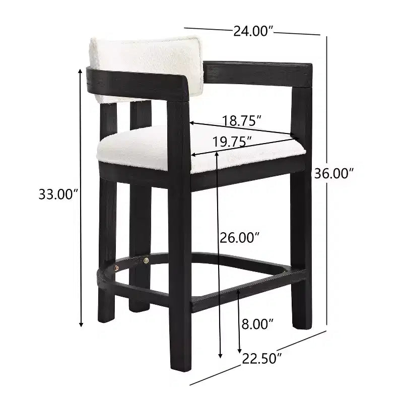 Christopher Knight Home Set di 2 Sgabelli da Bar Ethan in Legno di Gomma Tappezzati Altezza Bancone, 66 cm, Neri