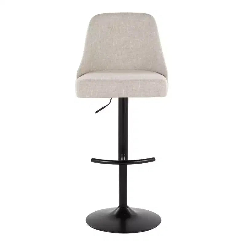 LumiSource Set di 2 Sgabelli da Bar Marcel con Borchie Metallo Nero/Tessuto Crema/Metallo Ottone