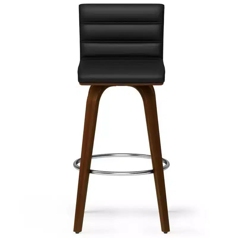 WyndenHall Sgabello da Bar Madigan Nero: Mid-Century Modern, Altezza Regolabile, Rivestimento in Similpelle, Struttura in Legno e Metallo