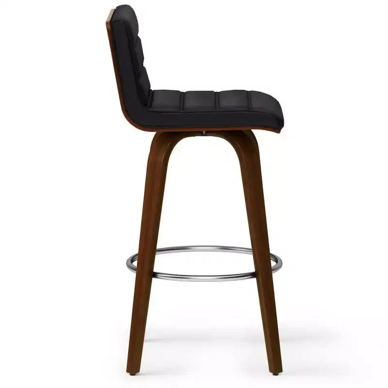 WyndenHall Sgabello da Bar Madigan Nero: Mid-Century Modern, Altezza Regolabile, Rivestimento in Similpelle, Struttura in Legno e Metallo