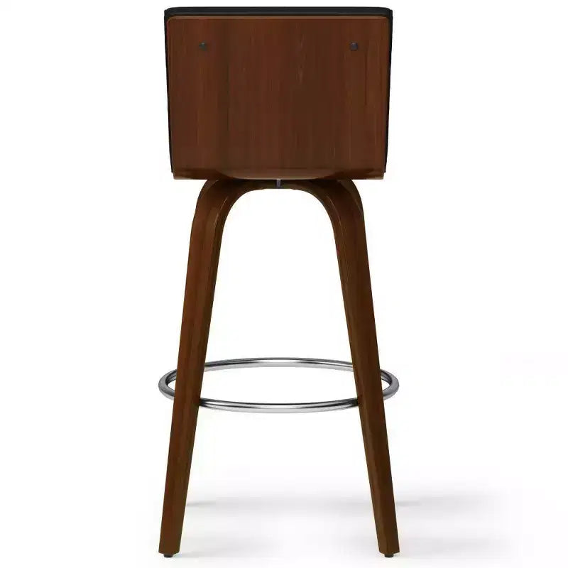 WyndenHall Sgabello da Bar Madigan Nero: Mid-Century Modern, Altezza Regolabile, Rivestimento in Similpelle, Struttura in Legno e Metallo