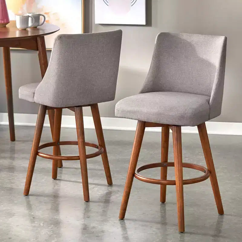 Lifestorey Set di 2 Sgabelli da Bar Girevoli da 24" Derby ad Altezza Bancone Noce/Grigio