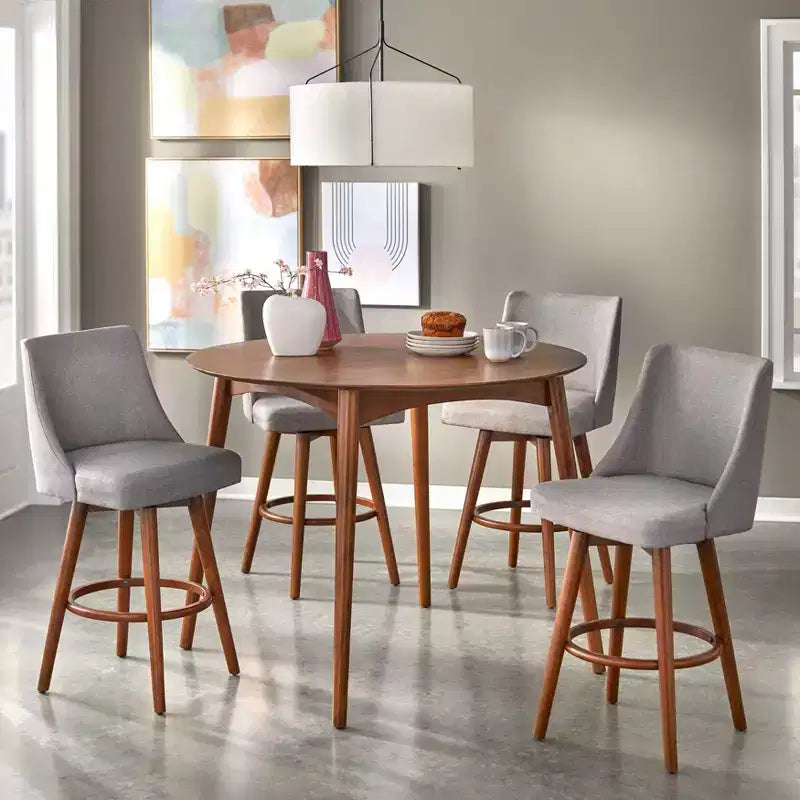 Lifestorey Set di 2 Sgabelli da Bar Girevoli da 24" Derby ad Altezza Bancone Noce/Grigio