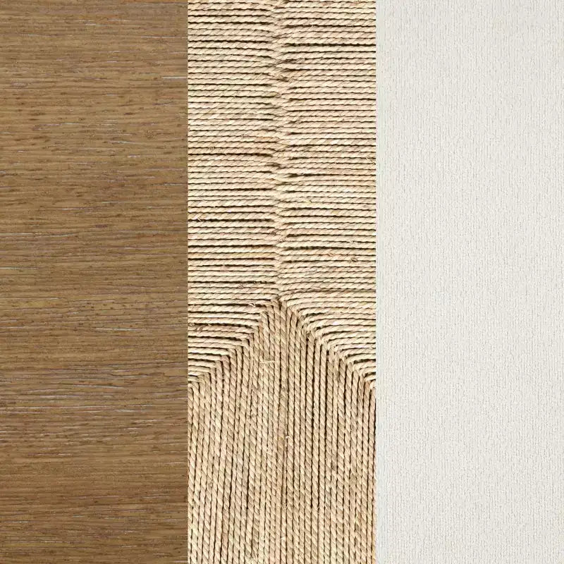 Sgabello da bar Nathan James Beacon, altezza bancone, crema bouclé color erba marina: Schienale intrecciato, struttura in legno di gomma