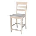 23.62" Java Counter Height Barstool Unfinished - International Concepts: Solid Wood, Ladder-Back