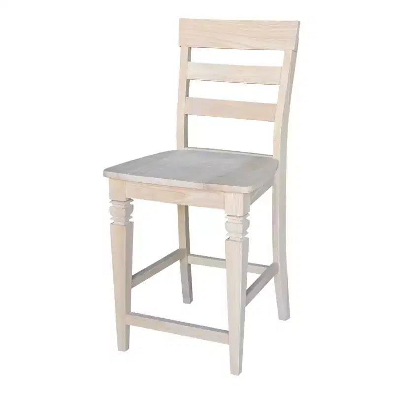 23.62" Java Counter Height Barstool Unfinished - International Concepts: Solid Wood, Ladder-Back