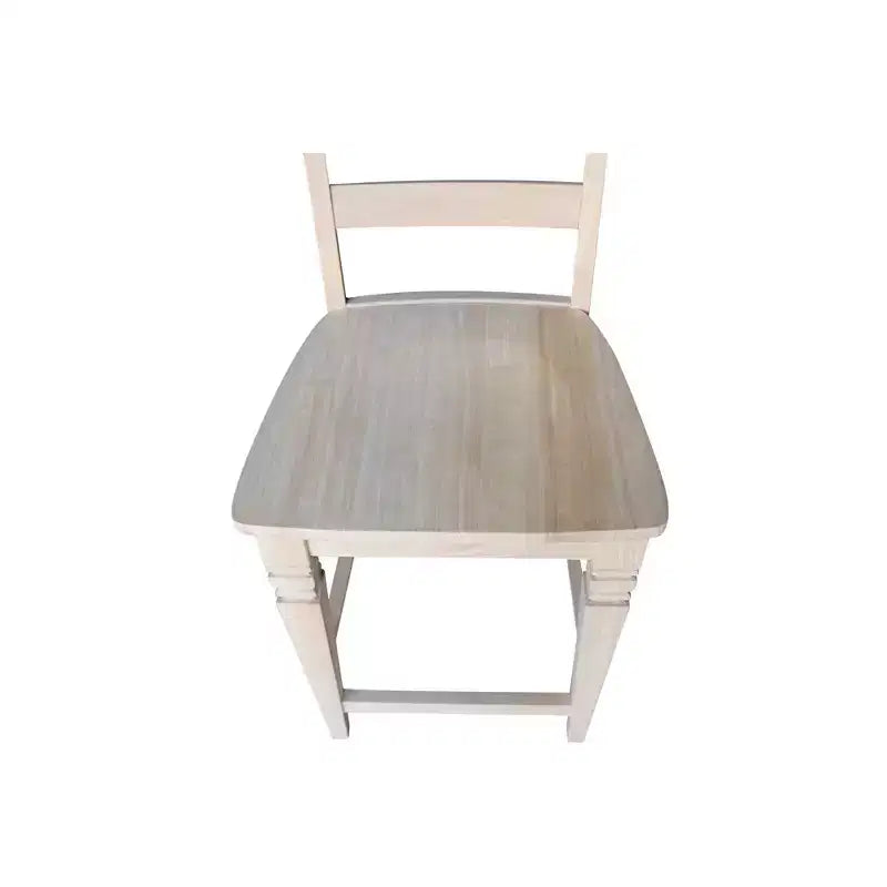 Sgabello da bar Java Counter Height da 60 cm non rifinito - International Concepts: Legno massello, schienale a scala