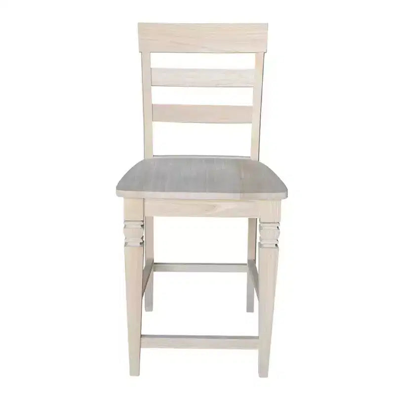 Sgabello da bar Java Counter Height da 60 cm non rifinito - International Concepts: Legno massello, schienale a scala